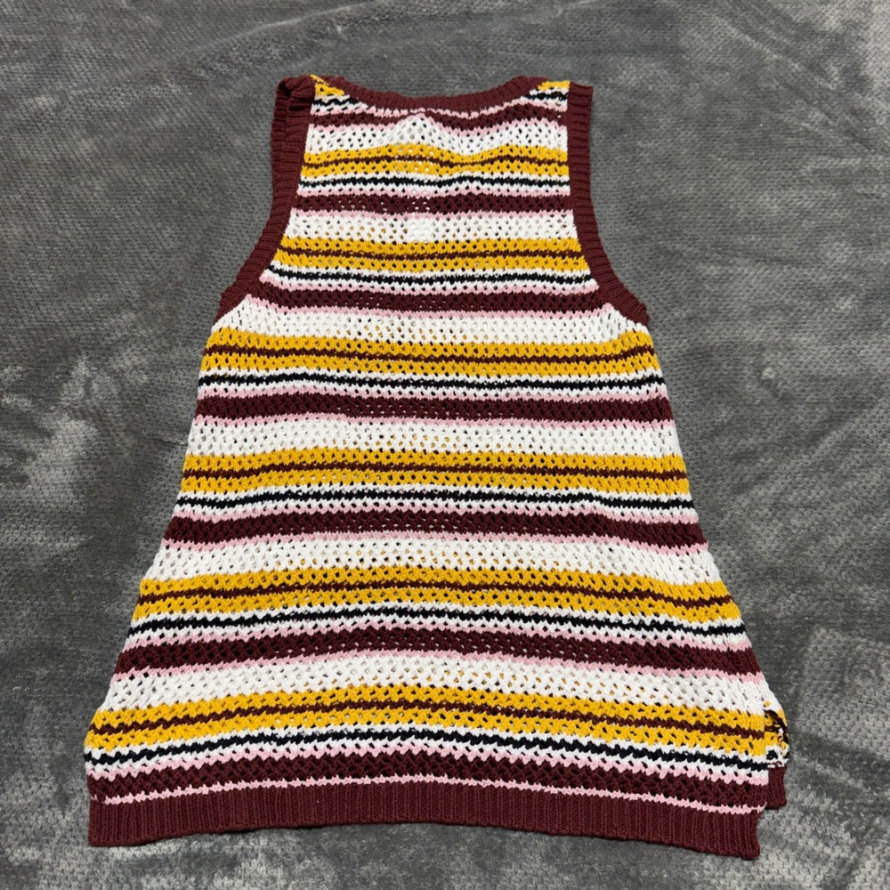 NWT Sanctuary The Artist Knit Tank Top Henna Striped Crochet Sweater Vest - Picture 2 of 7